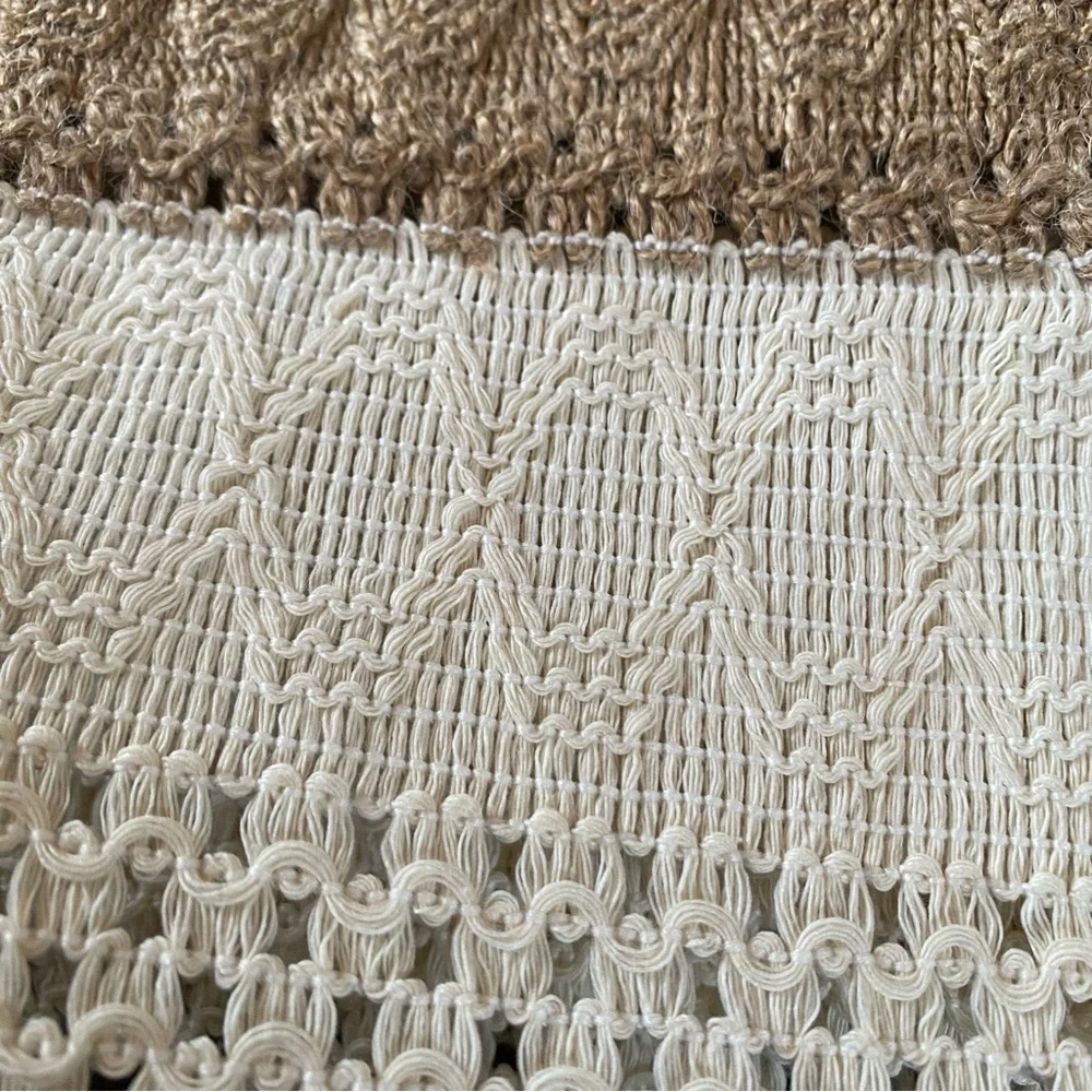 Boho Macrame Placemats Set of 6 Cream / Tan Fringe